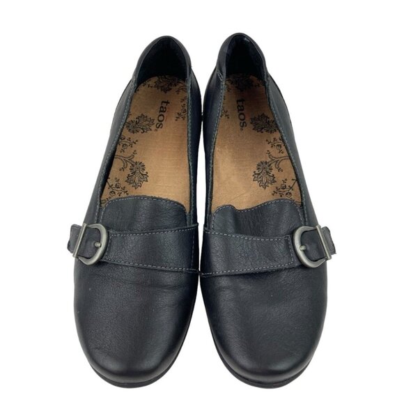 Taos Uppity 13718 Shoe Womens Size 9 Black Leather Comfort Slip On Loafer Buckle - Picture 10 of 14